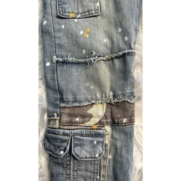 Waimea boys Blue Denim Camo Distressed Moto Skinny Fit Jeans‎ sz 6 Adjustable - Picture 9 of 9